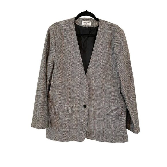 Alfred Dunner Jackets & Blazers - Alfred Dunner Womens Plaid Black & Pink Blazer Size 16 Lined‎ Career Casual